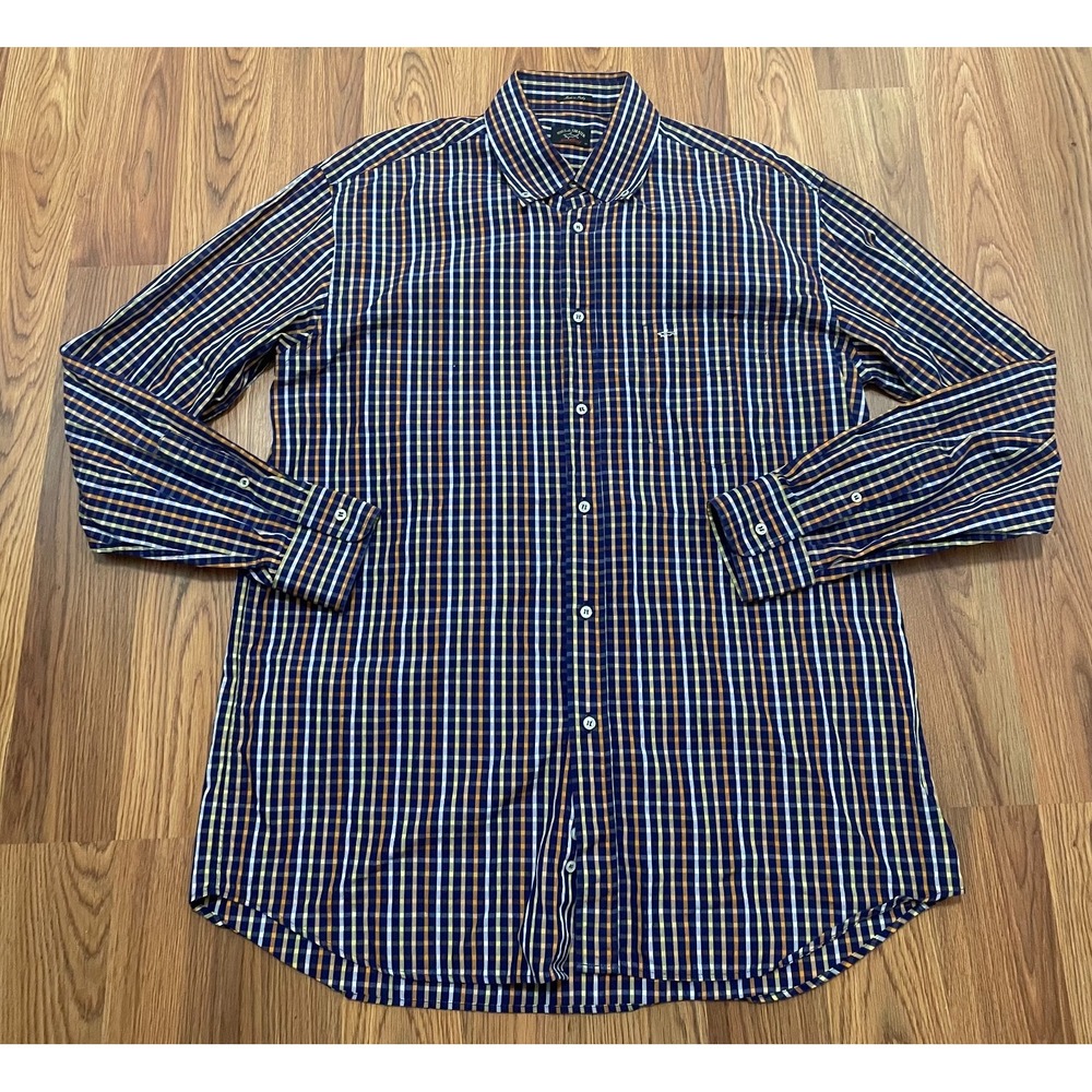 Paul & Shark Shirt Mens Extra Large Gingham Check Made In Italy Blue